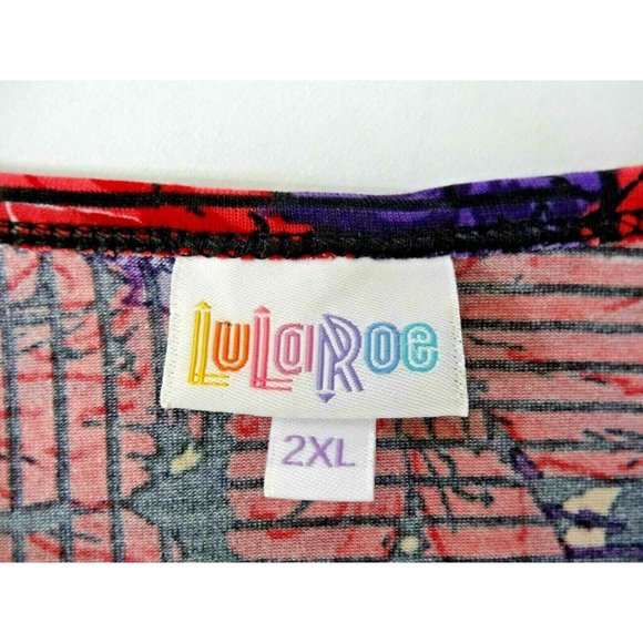 LuLaRoe Women's Blouse Top Size 2-XL Short Sleeve Purple Floral Black Pink - Picture 3 of 3